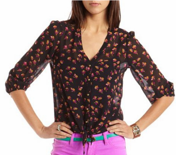 Cf fab find charlotte russe floral print chiffon blouse
